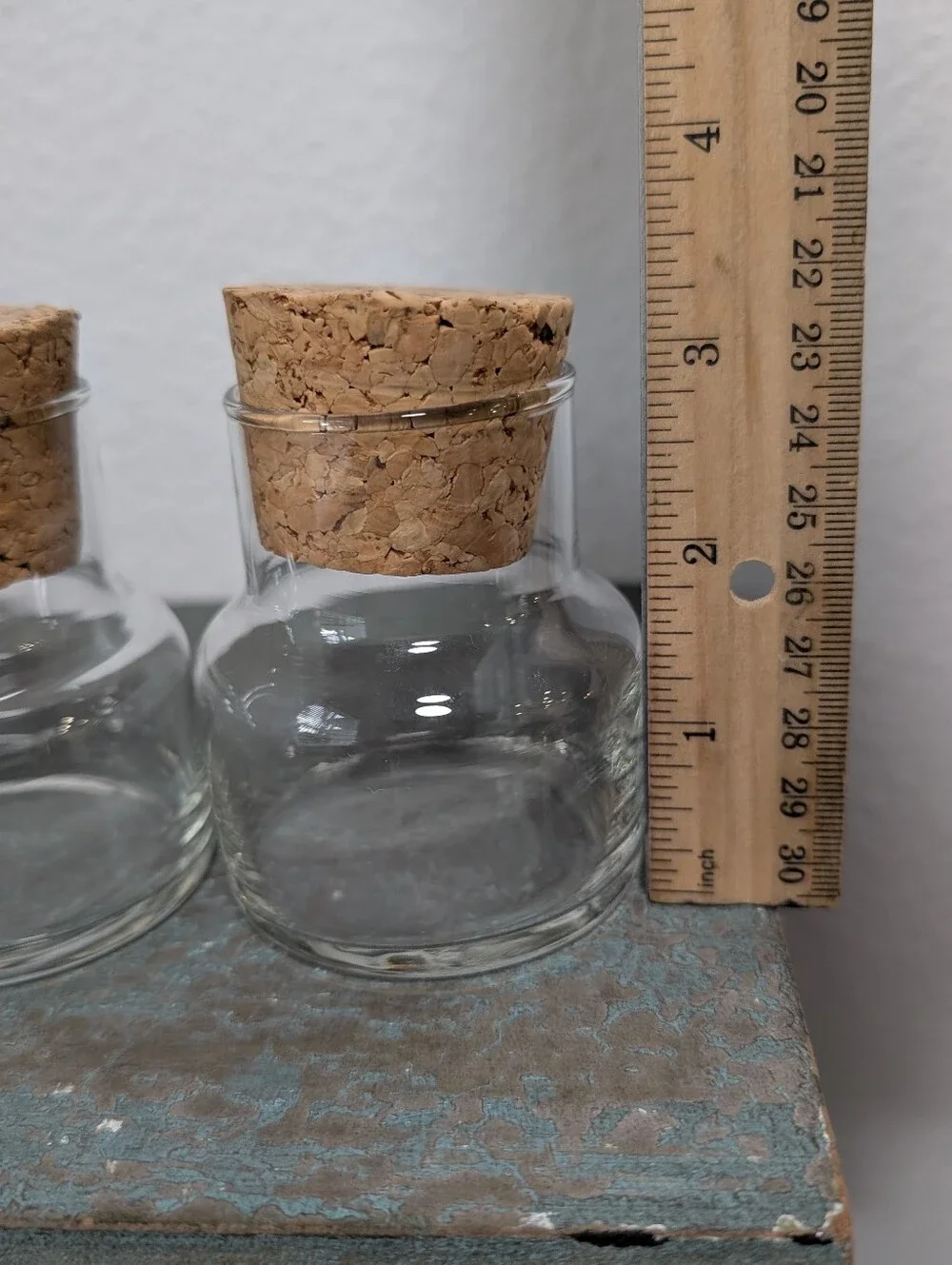 Small 3” Cylinder Clear Glass Apothecary Jars With Cork Lid Stoppers, Set Of 5